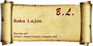 Baka Lajos névjegykártya